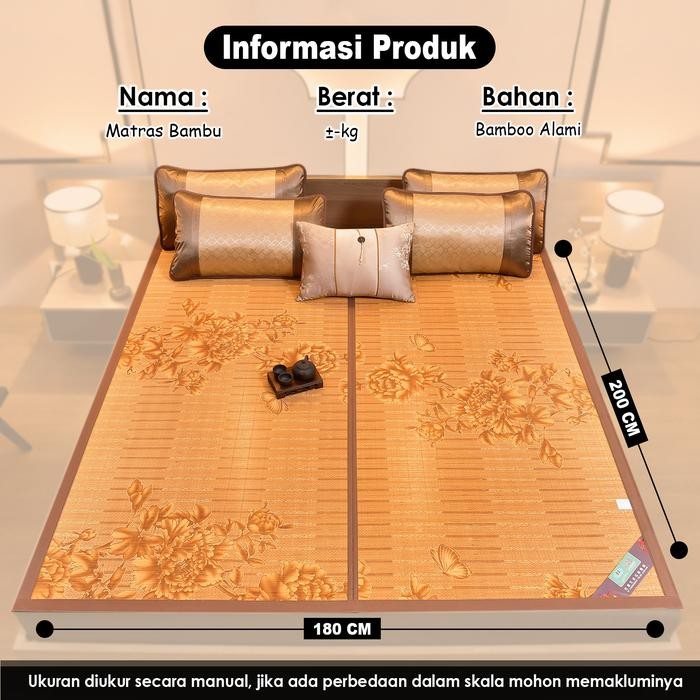 Tikar Bambu Lipat Ukuran 180x200cm Karpet Alas Lantai Matras Alas Lantai Pendingin Alas Tempat Tidur