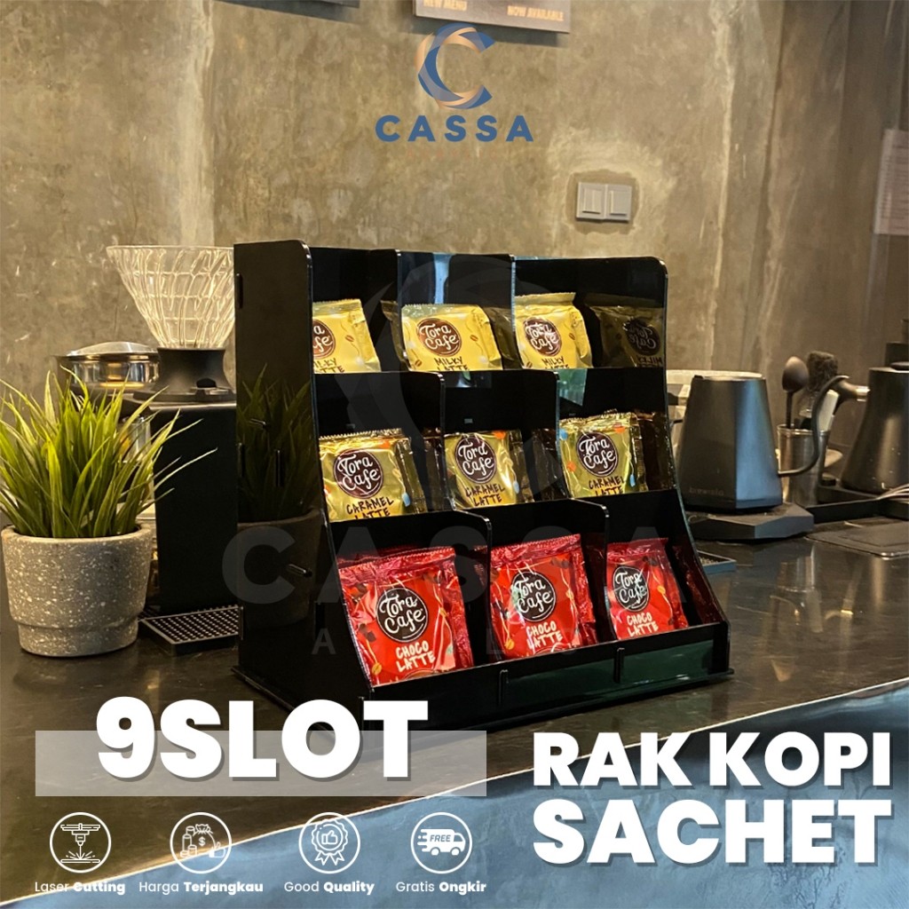 Rak Display Kopi Sachet Organizer Akrilik 9 Slot