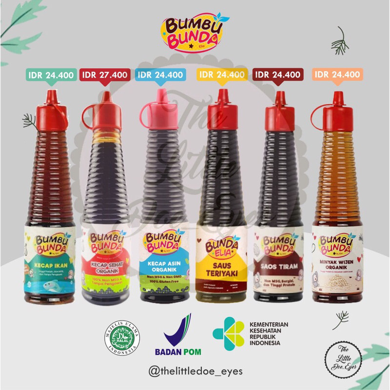 

Konter Makanan Bumbu Bunda Elia Kecap Manis/Asin/Saus Tiram/Saus Teriyaki/Minyak Wijen