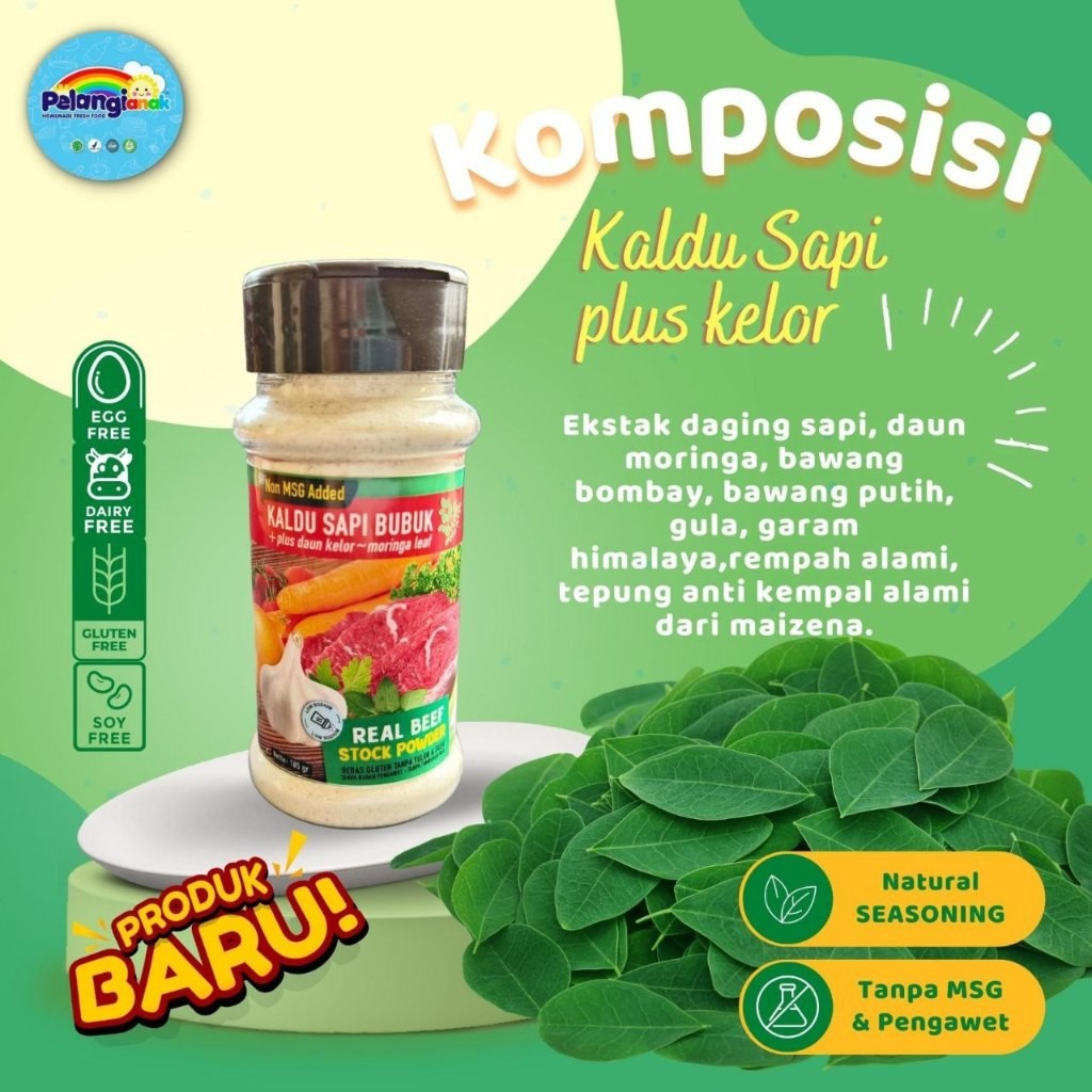 

Sensasi Lezat Kaldu Sapi + Daun Kelor Pelangi Anak Gluten Free Mpasi Diet Sehat Non Msg Tanpa