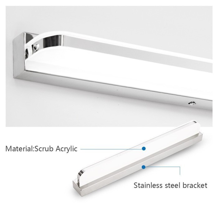 Lampu Led Cermin Kamar Mandi Tempel Dinding Panjang Stainless Steel