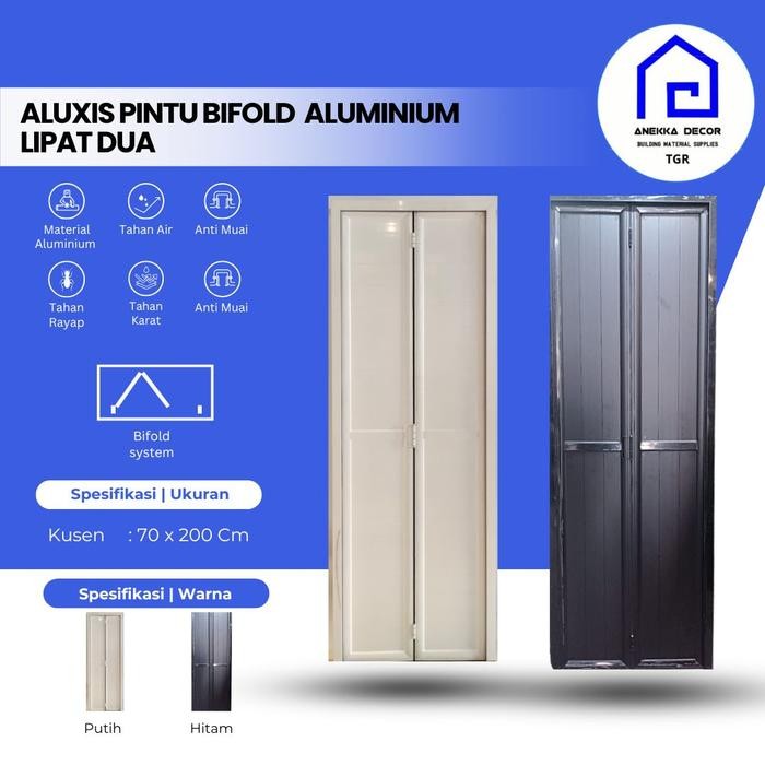 Pintu Lipat Kamar Mandi Aluminium Aluxis Type Full Panel Uk. 70X200 Cm