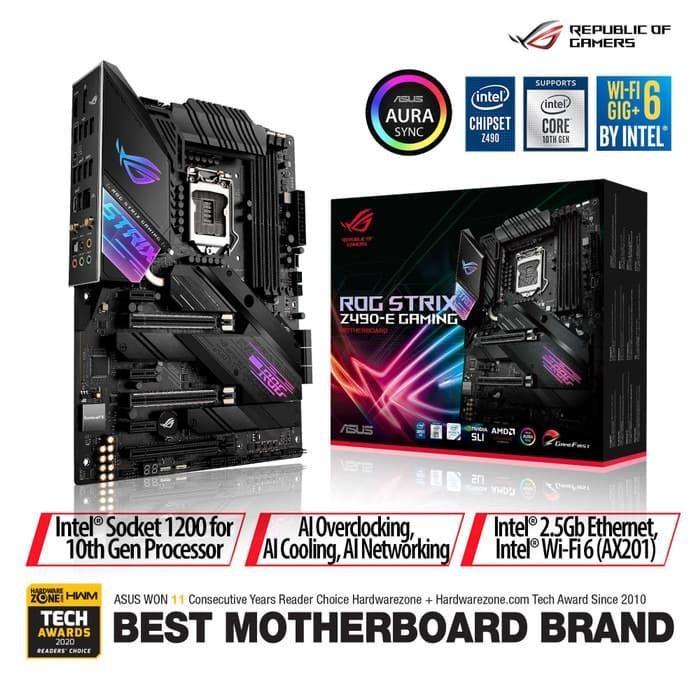 ASUS ROG STRIX Z490-E GAMING INTEL Z490 LGA 1200 ATX MOTHERBOARD GRATIS ONGKIR