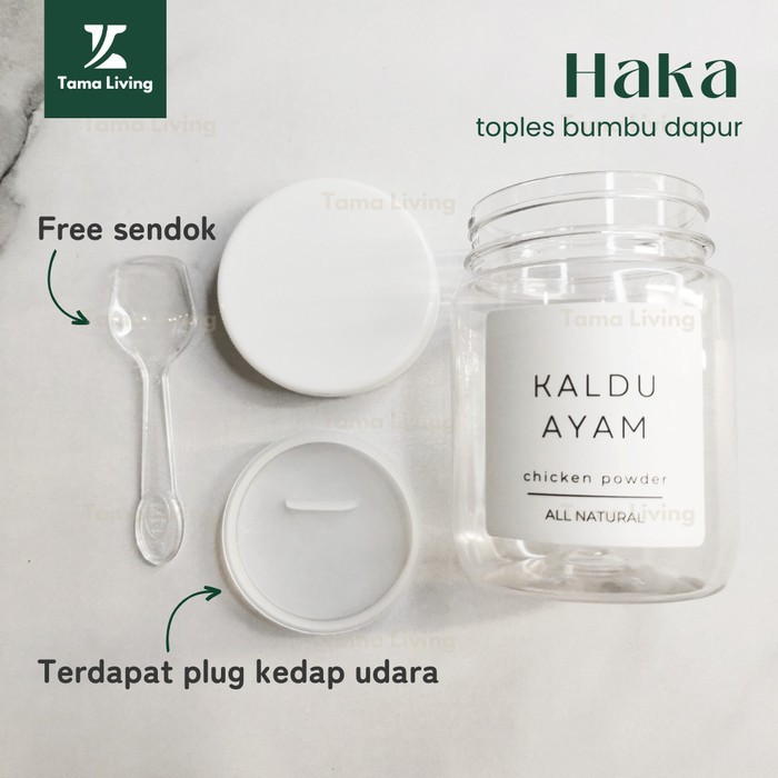 (Allthebest) Toples Bumbu Dapur 200 ML Free Label dan Sendok - Jar Bumbu Dapur