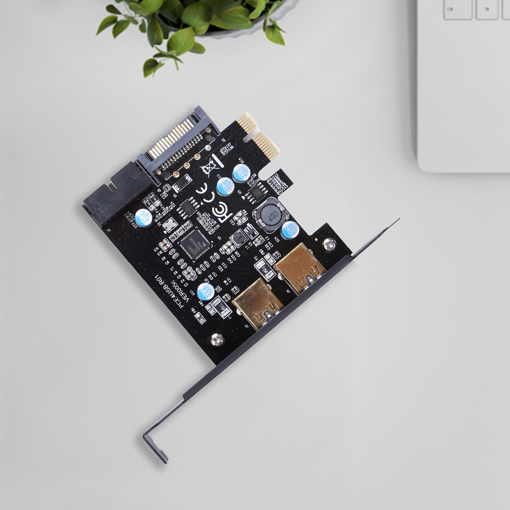 PCI-E to USB 3.0 2 Port PCI Express Expansion Card 19-Pin Laptop Docking Station Power Adapter for B