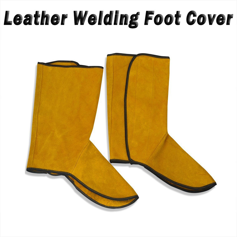 1 Pair Cowhide Leather Welder Foot Cover Welding Spats Protective Shoes Feet Cover Anti-scald Welder