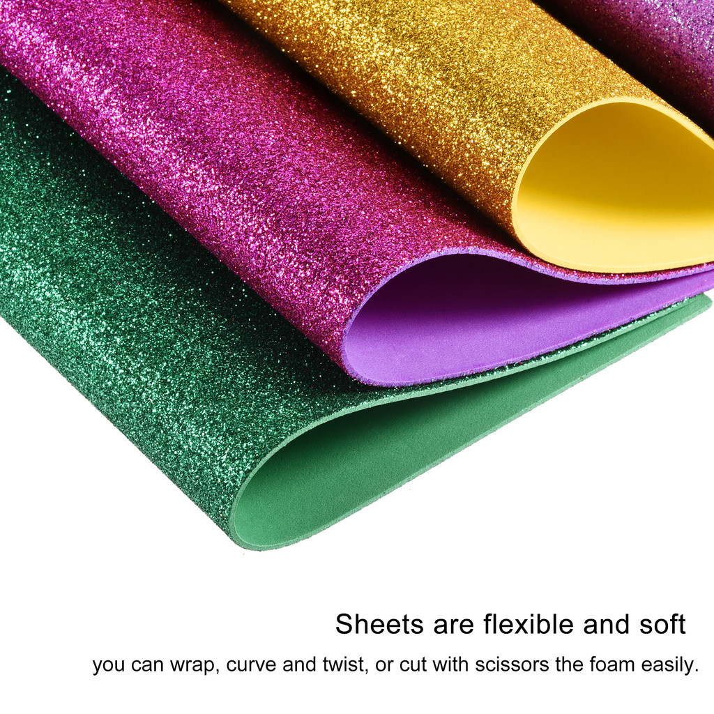 1/2Set 20*30cm Colorful Powder Glitter EVA Foam Sheets 2mm Thickness Flexible EVA Foam Sheet No Adhe