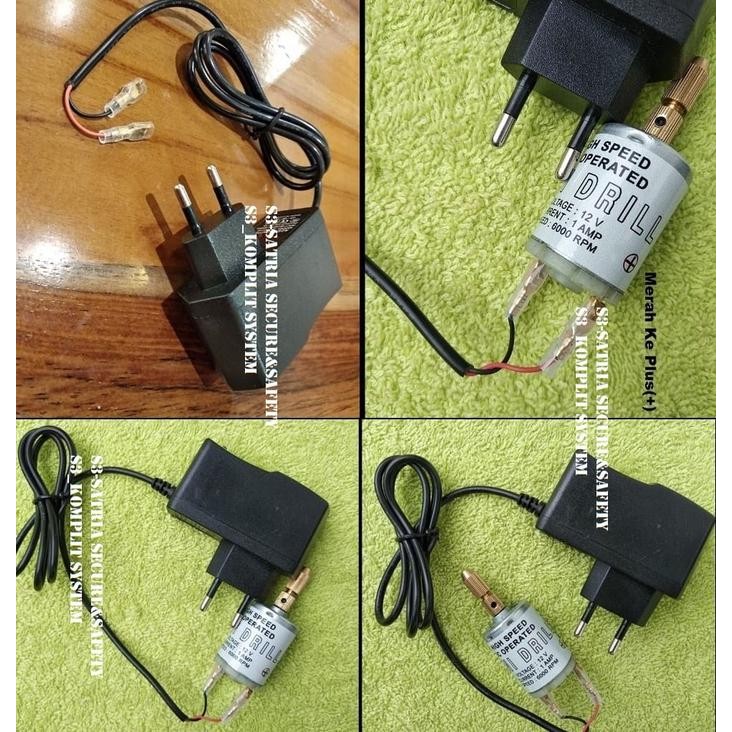 Lengkap adaptor 12v dan Bor Mini dril Pcb drill DC motor Dinamo