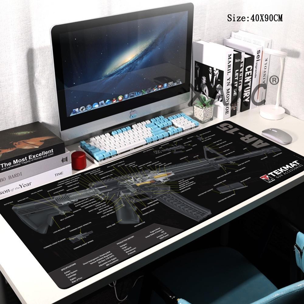 Black Ar 15 Ak47 Gun Mousepad Custom Skin Desktop Desk Mat Kawaii Gaming Accessories Students