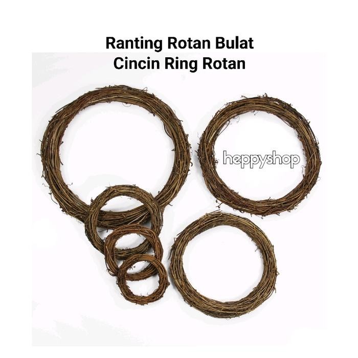 (Allthebest) Ranting Rotan Bulat, Cincin Ring Rotan Hiasan Burung Paskah Wreath Natal