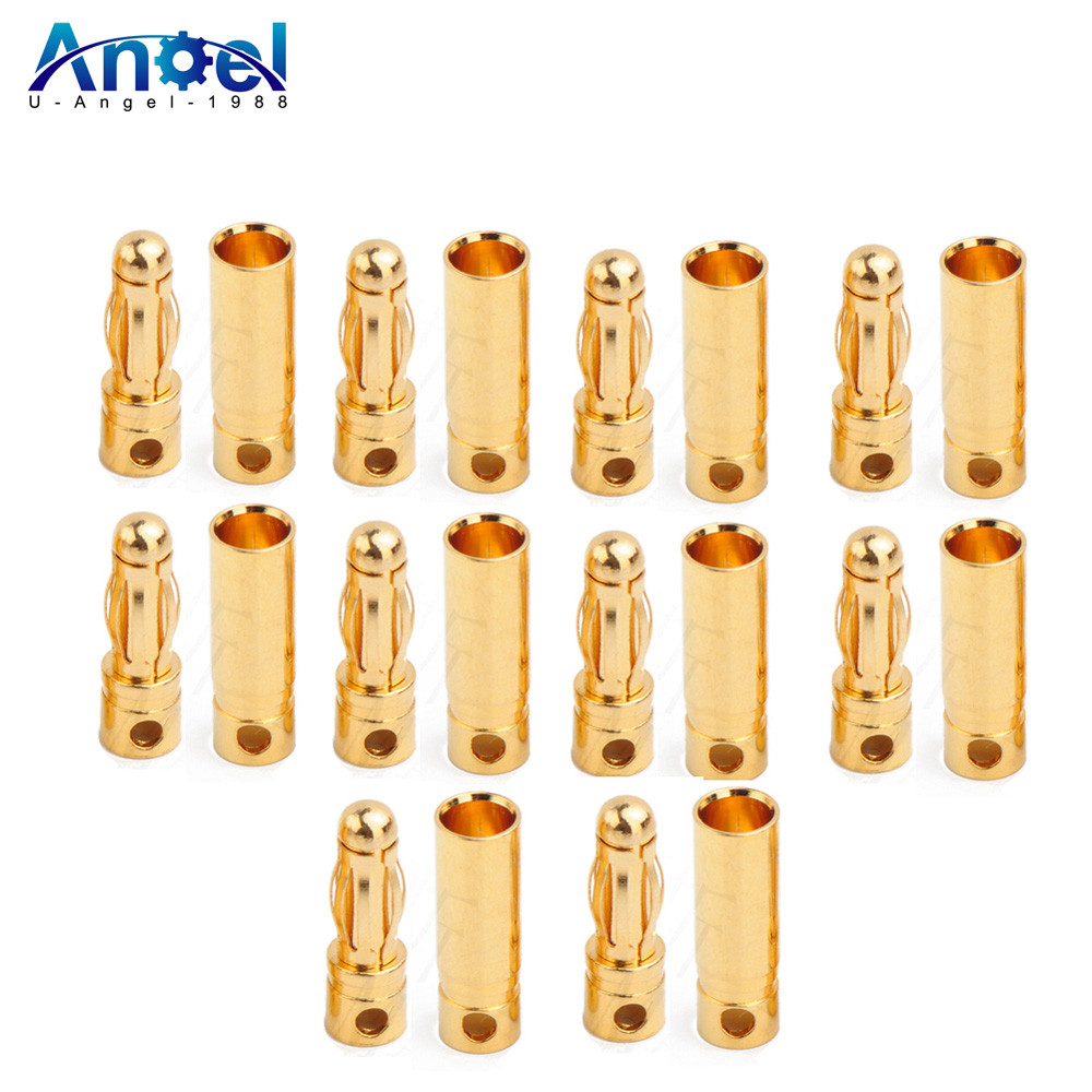 10 pairs Amass AM-1003B 4.0mm Banana Plug And Socket 24k Gold Connector Banana Plug For RC Battery