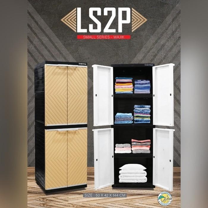 Tabitha Lemari Pakaian Plastik Dengan Laci Lemari 2 Pintu Serbaguna Rotan Furniture Premium -