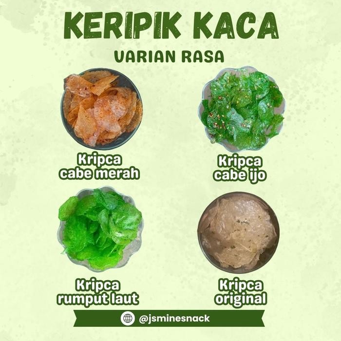 

KERIPIK KACA Daun Jeruk Varian Rasa Cabe Merah, Cabe Ijo, Rumput Laut, Original, Ekstra Pedas 500G &
