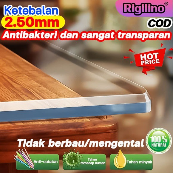 Antibakteri Kelas DuniaTebal 1.0-2.5mm Bahan Mika Plastik Taplak Alas Meja Transparan Bahan Pvc