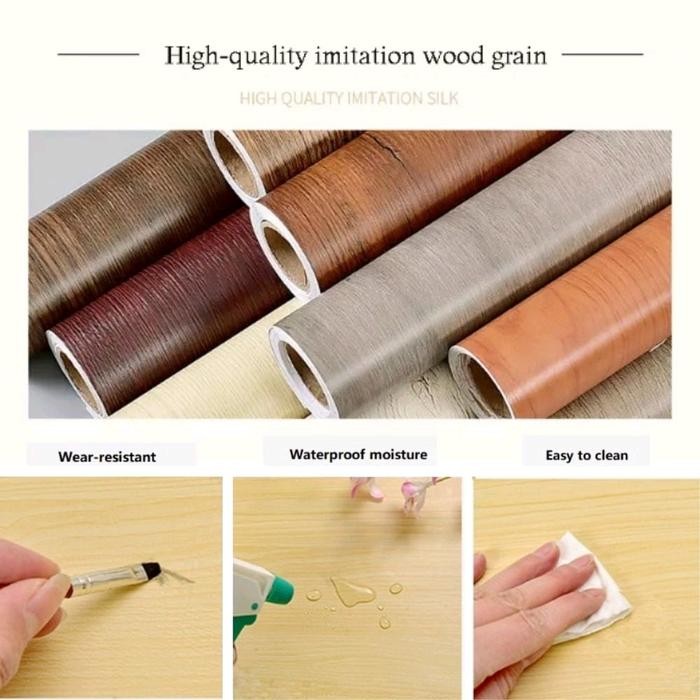 (Allthebest) Stiker Kayu PVC Sheet Sticker Pelapis Furniture Wall Sticker Motif Taco Sheet