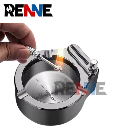 Asbak Plus Korek Stainless / Asbak Korek Gesek