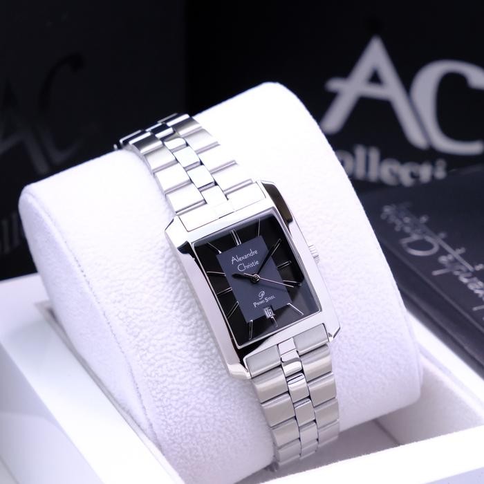 JAM TANGAN WANITA ALEXANDRE CHRISTIE AC 1019 AC1019 SILVER BLACK STAINLESS ORIGINAL