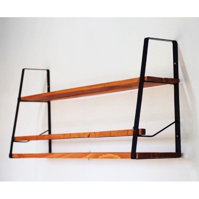 Retrorent Rak Dinding Kuska 2 Ambalan Rak Buku Anak Kayu Besi - Rak Dapur Ambalan Dinding Minimalis