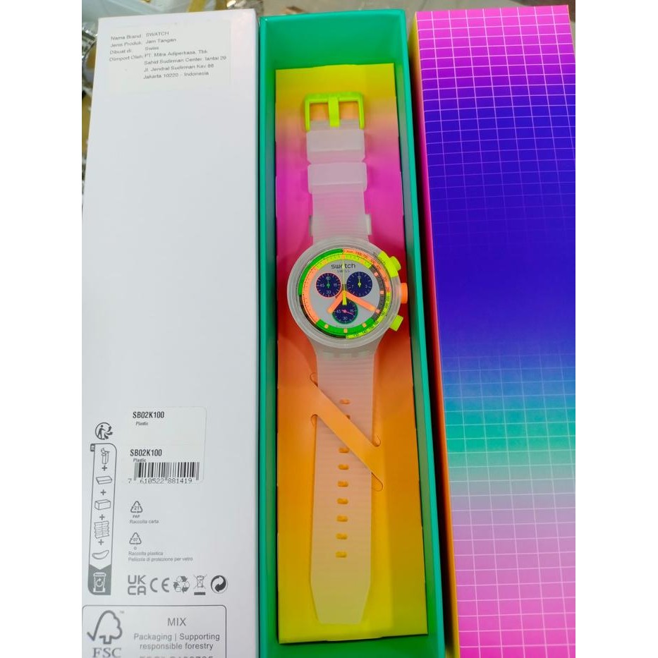 Jam Tangan SWATCH Original Big Bold SB02K100 SWATCH NEON JELLY Original