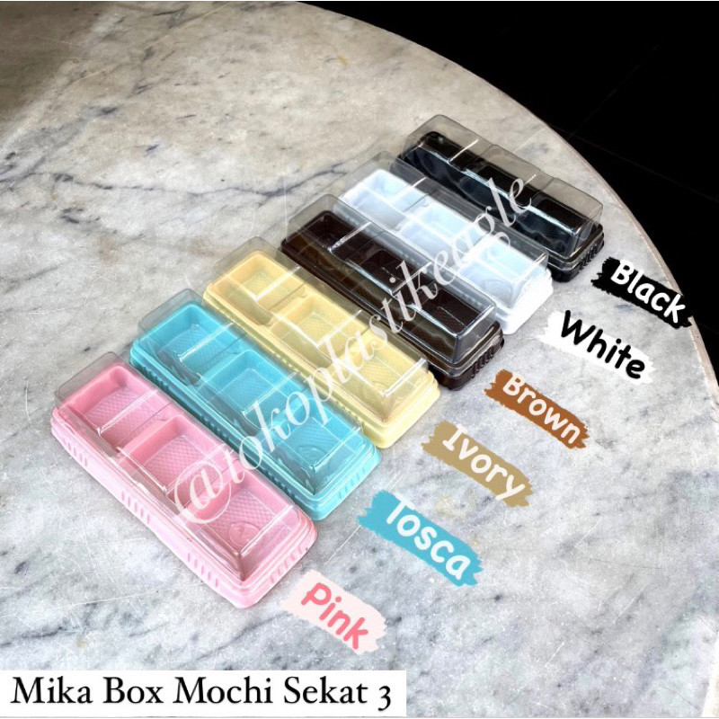 Eleganterra [Isi 25Pcs] Mika Box Mochi Sekat 3/ Kemasan Mochi Sekat 3