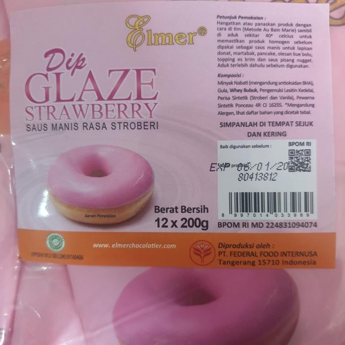 

JTTOP" ELMER DIP GLAZE RASA STRAWBERRY 200 GR BARU