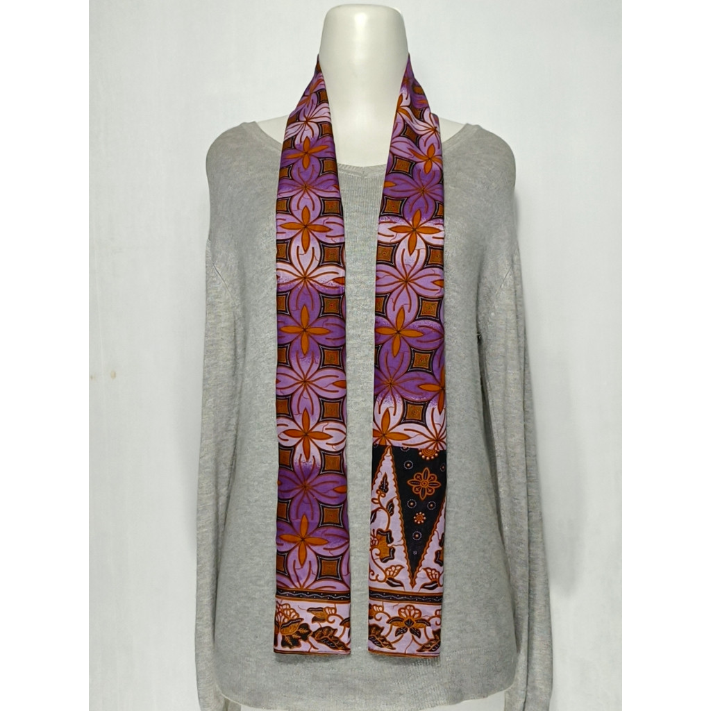 S55 Syal Batik Unisex Motif Etnik Scarf Leher Elegan untuk Pria & Wanita Motif Tradisional untuk