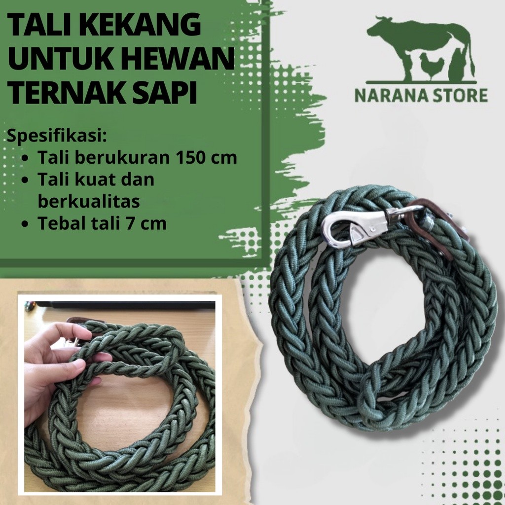 Tali Tuntun Kekang Sapi Kambing Kalung Aksesoris Leher Kambing Sapi Kerbau Kuda Ukuran 150 Cm