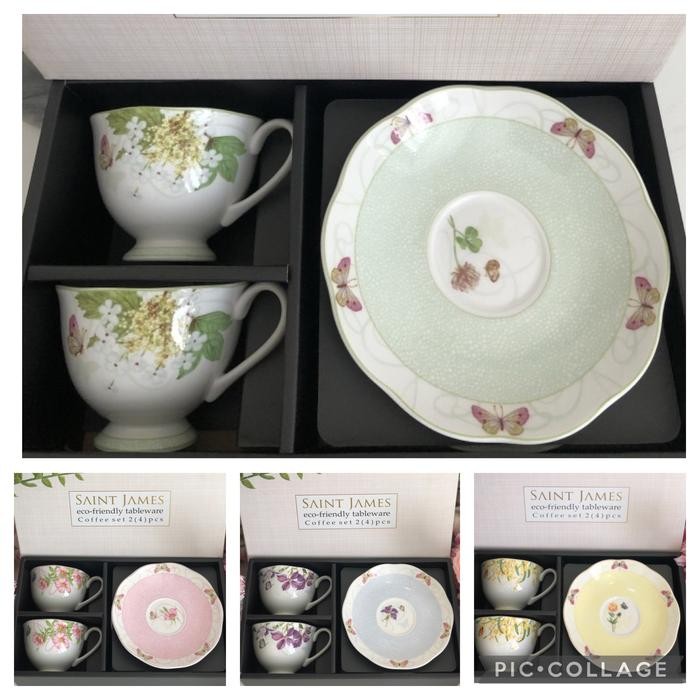 Saint James Teacup Coffee Set 4pcs Charlotte Green cangkir cup saucer