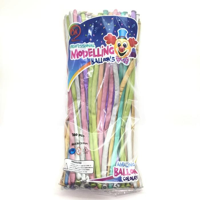 PREMIUM Balon Twist / Balon Cacing / Chrome Pastel Metalik 100pcs [Mix Warna]