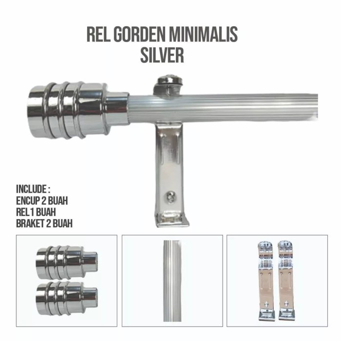 PREMIUM Batang Besi Pipa Tiang Rolet Rel Gorden Polos Garis Tutup Minimalis