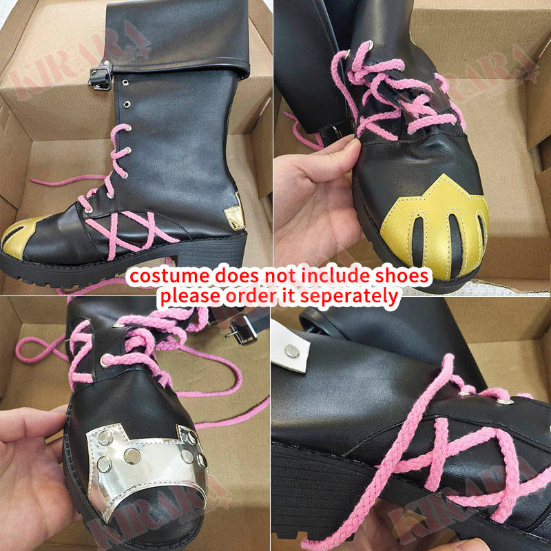 Jinx Cosplay Costume Long Ponytail Wig For Anime Arcane Jinx Cosplay Shoes Boots Anime Events Comic