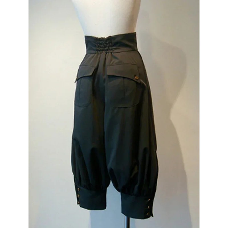 Gothic Lolita Pant Grommets Black Cropped Lolita Trousers Ouji Lolita Boystyle Pants