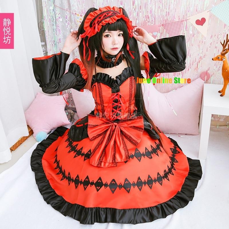 Anime Date A Live Tokisaki Kurumi Cosplay Costume Wig Fancy Gothic Lolita Princess Dress Women