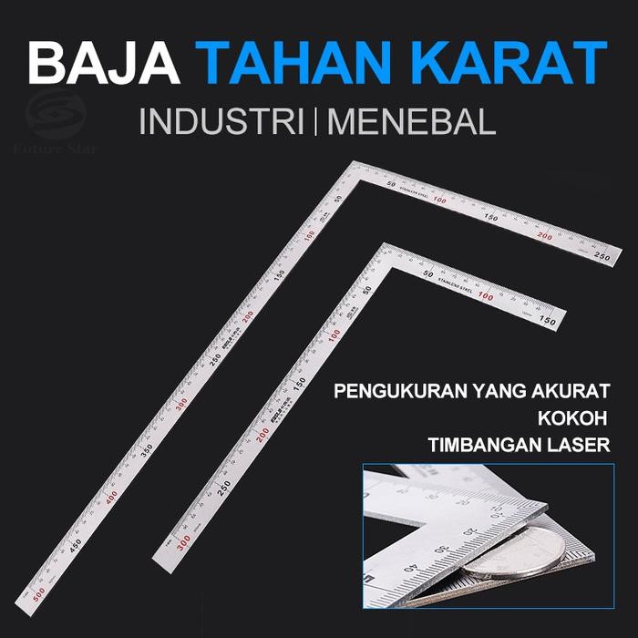 

Bricks - Penggaris Siku Stainless Steel 50Cm X 25Cm / Penggaris Siku 500Mm