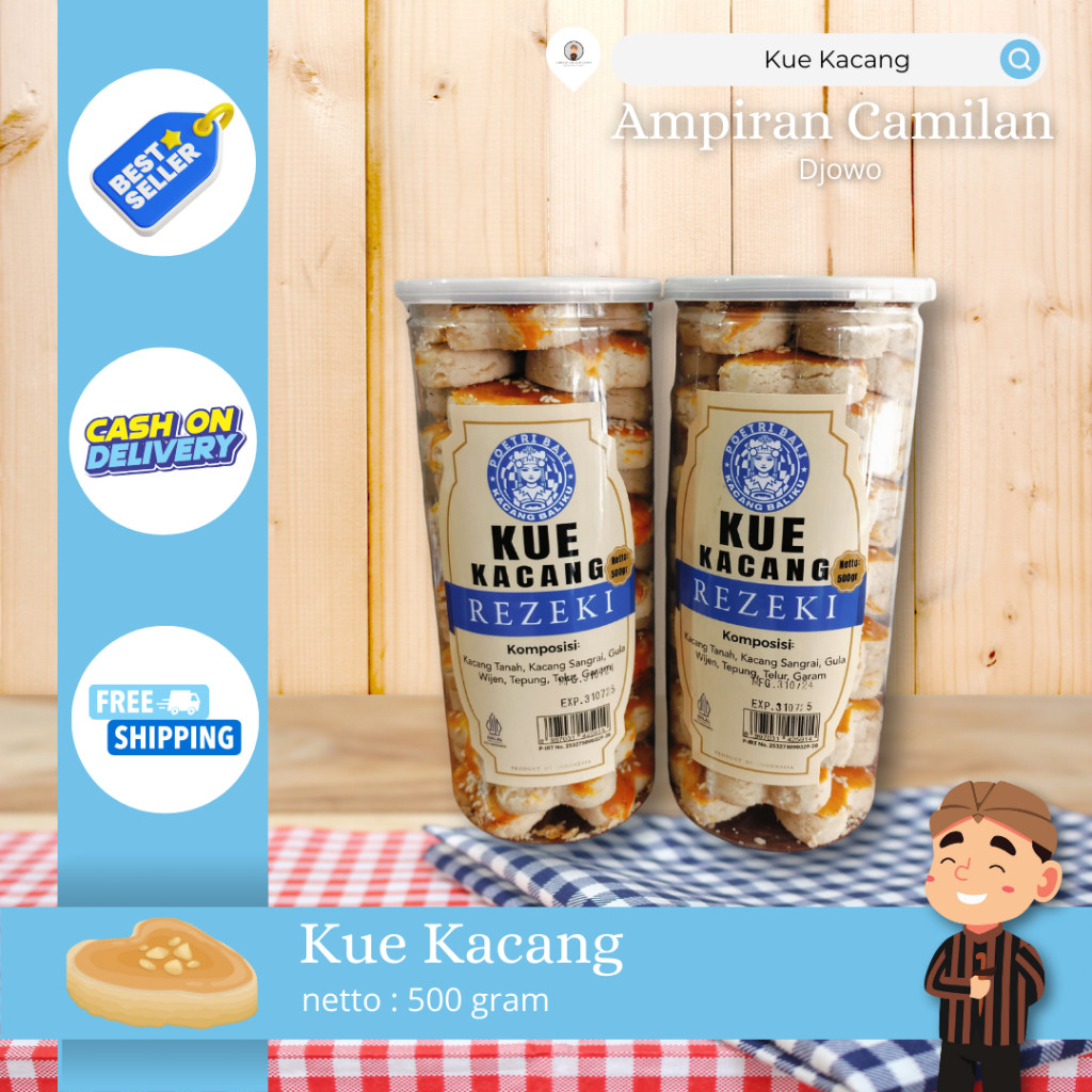 

Andrianbijaksana Kue Kacang Wijen Rezeki Poetri Bali 500Gr - Ampiran Camilan Djowo