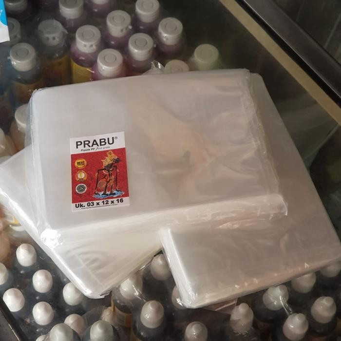 PREMIUM [ PP PRABU 12 X 16 ] KANTONG PLASTIK KEMASAN MAKANAN PP BENING 12 x 16