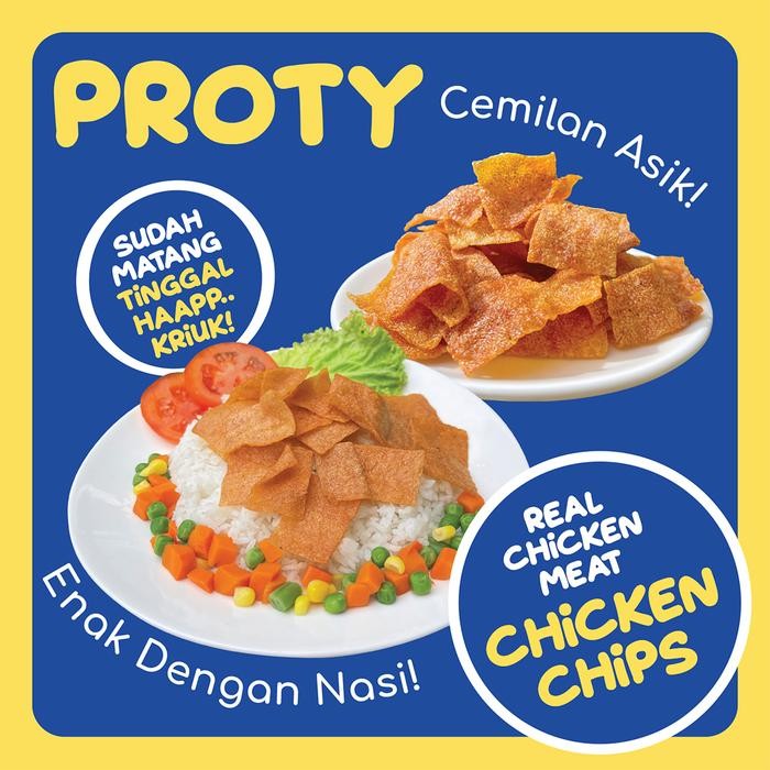 

Snack Sehat Tinggi Protein Proty Ori(2)+Pedas(1) Cemilan Chicken Chips