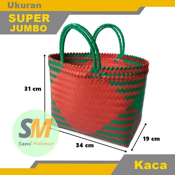 PREMIUM Tas Anyaman Plastik SUPER JUMBO Kaca / Tas Belanja Besar Parcel