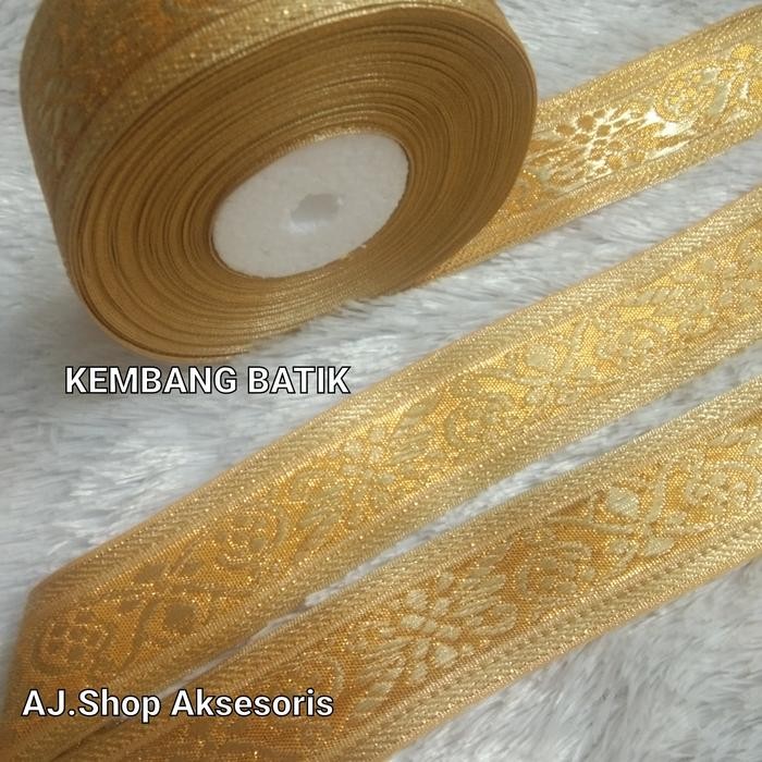 pita renda bordir emas ,lebar 4 cm