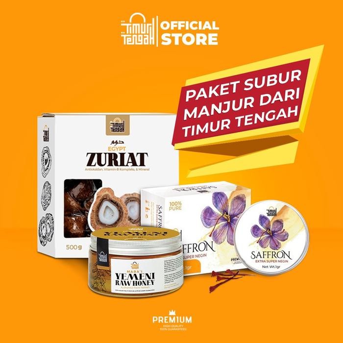 

Timur Tengah Paket Promil Herbal Alami Buah Zuriat, Safron, Madu Yaman
