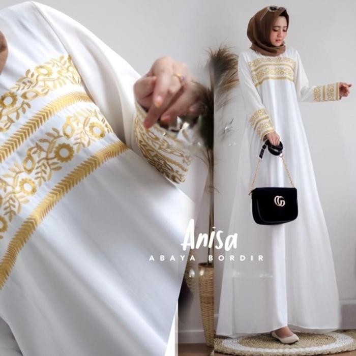 Anisa Gamis Putih Bordir Mewah Timbul 2025 Baju Gamis Putih Polos Terbaru 2025 Remaja Dewasa Bahan