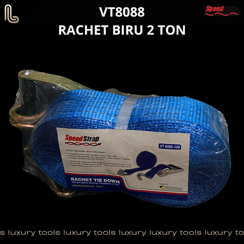 Cargo Lashing Belt 2" x 10M / Ratchet Tie Down Webbing Track 2 Ton Biru