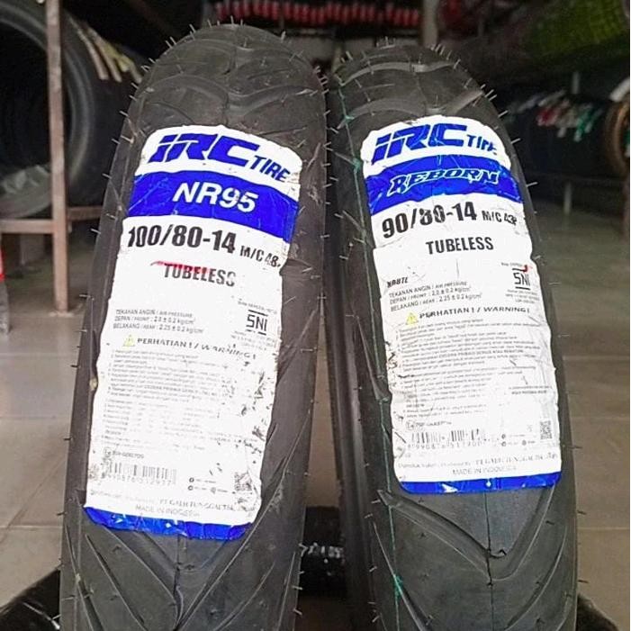 Ban 1 set IRC NR95 100/80-14 dan REBORN 90/80-14 tubeless