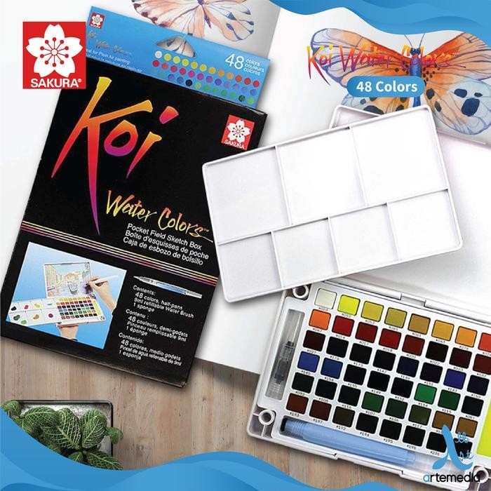 

Artemedia - Cat Air Sakura Koi Watercolor 48 Pocket Field Sketch Box