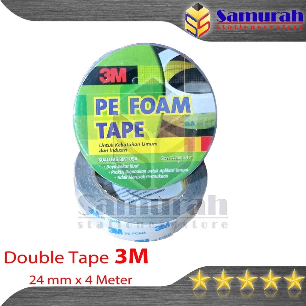 

Double Tape Busa 3M Lebar 24 mm / Foam Tape 3 M - 1 Inch Panjang 4 Meter / Dobel Tip 1" 2,4 cm Lem 2
