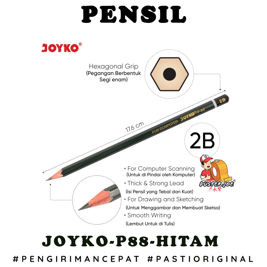 

[PER 1 BOX] Pensil 2B Joyko P88 GROSIR Hitam Pencil Komputer Ujian ( ISI 144 PCS)