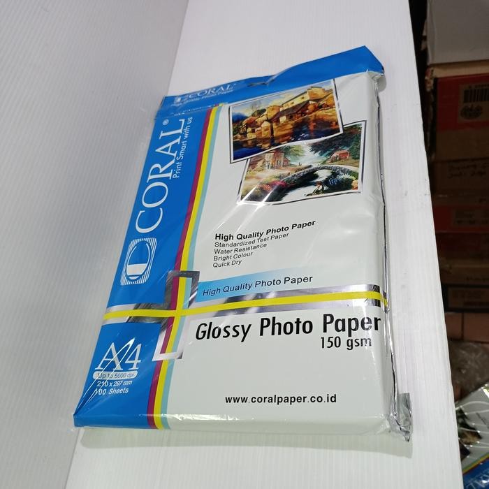 

Kertas Foto / Photo Paper Glossy A4 150 Gsm Isi 100 Lbr