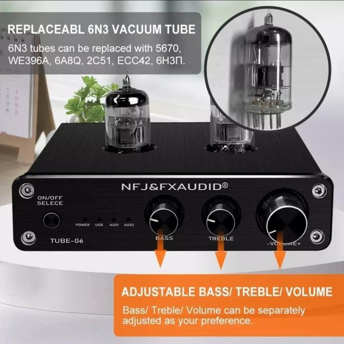 FX-AUDIO Tube-06 Vacuum Pre-Amplifier HiFi Audio Tube 6N3 with USB-DAC