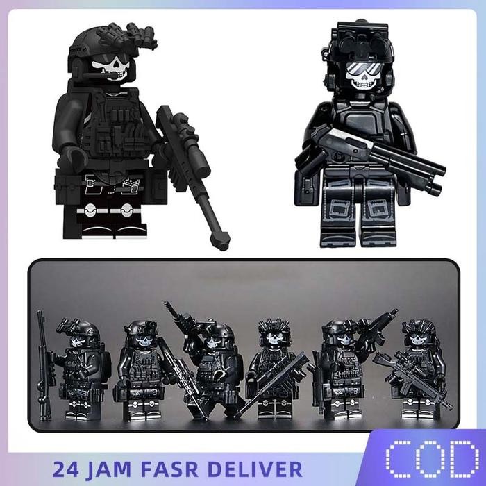 ..... 6Sets Balok Susun Figure Mini Polisi Dan Tentara Special Force Minifigure Tentara Army Swat