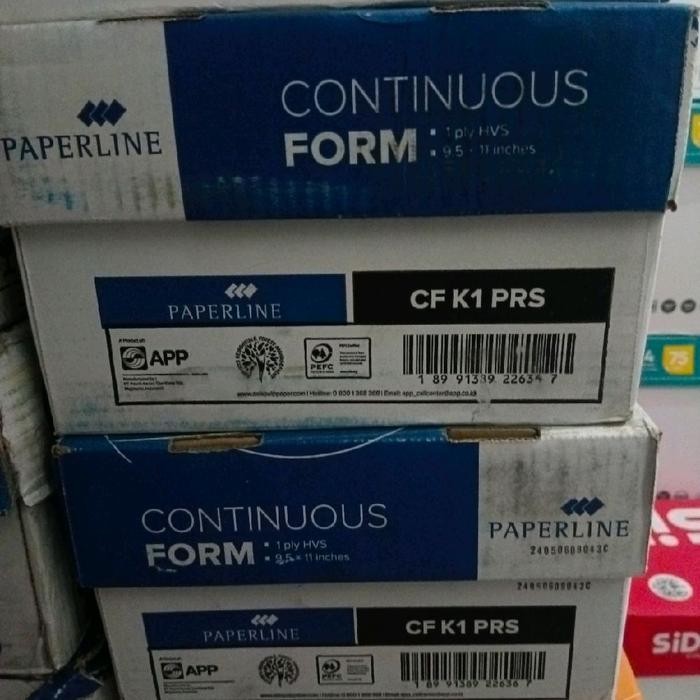 

continuous form / kertas komputer 1 ply 9.5 x 11 / PRS BAGI DUA ISI 2000 shet